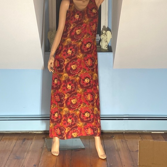 💯 SILK MAXI DRESS by AUGUST SILK. FULLY LINED RED FLORAL  Size 10 - Picture 8 of 13